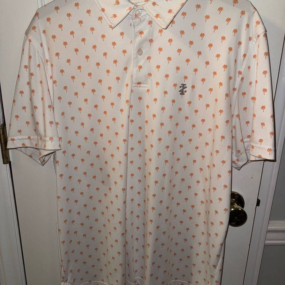 Izod White Polo with Orange Palm Trees